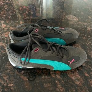Puma Speed Cat Grey Suede with Turquoise size 8.5